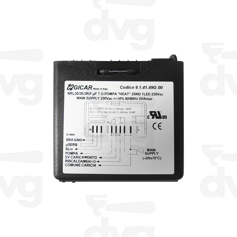 REGOLATORE DI LIVELLO NRL 30/2E/2R/F UP TIME OUT POMPA 2 SONDE 1 LED 230VAC